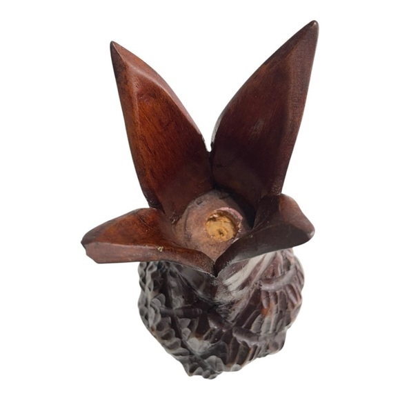 Vtg. Hand carved Wood Pineapple Appetizer and candle Holder 11.50" Tall - Picture 6 of 10